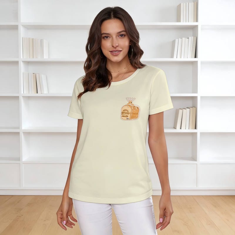 Bread Loaf Graphic Crewneck Tee for Women Daily Wear