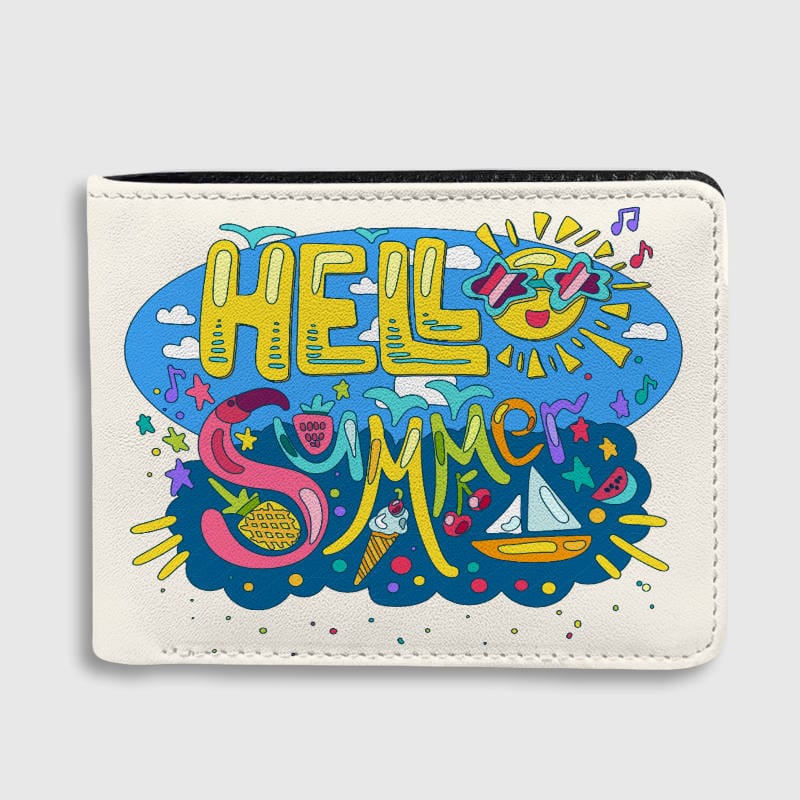 Hello Summer Cartoon Bifold Wallet for Summer Lovers Daily Use