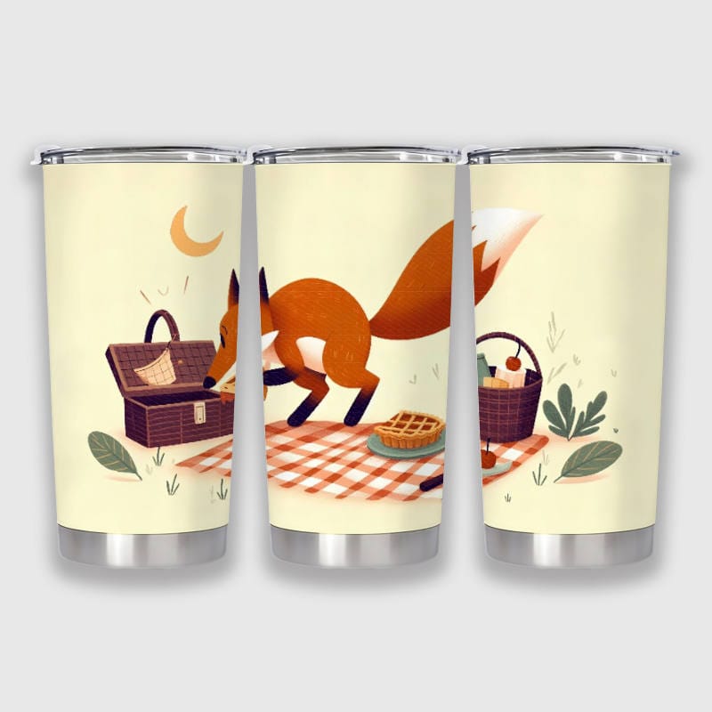 Cute Fox Picnic Insulated Tumbler for Fox Lovers Daily Use