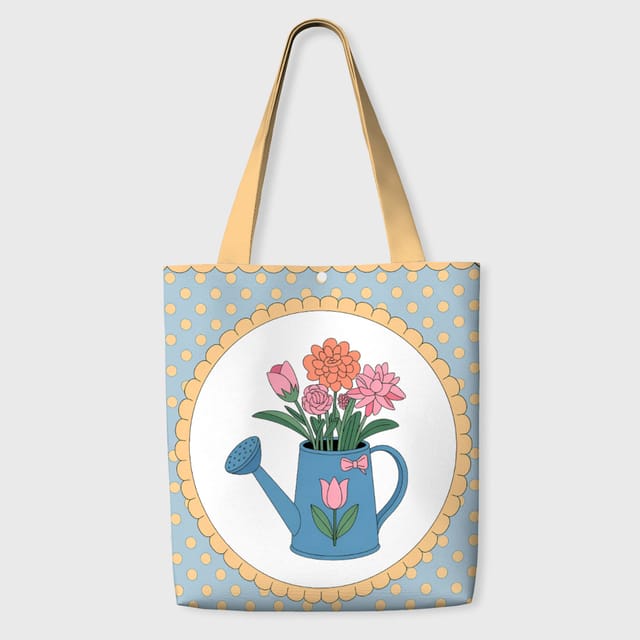 Cute Floral Watering Can Tote Bag for Plant Lovers Daily Use