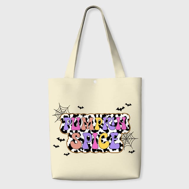 Pumpkin Spice Print Tote Bag for Fall Lovers Halloween Gift