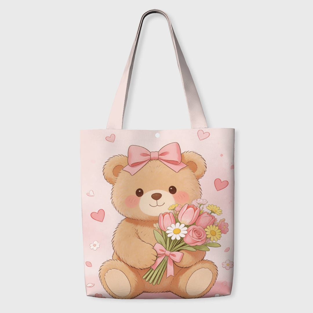 Cute Teddy Bear Tote Bag for Her Valentine Gift - 1