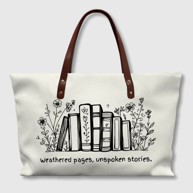 Floral Book Quote Tote Bag for Book Lovers Gift