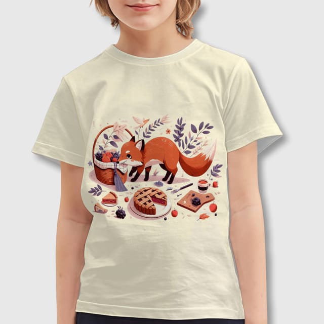 Cute Picnic Fox Kids T-Shirt for Boys Girls Birthday Gift
