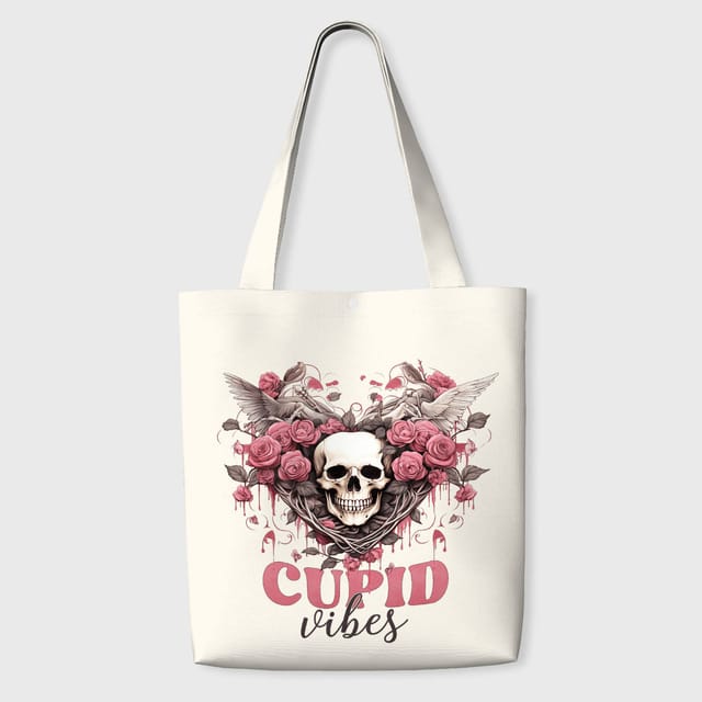 Goth Skull Rose Tote Bag for Alternative Valentine's Daily Use