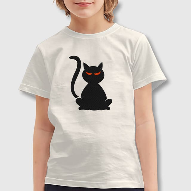 Spooky Black Cat Kids T-Shirt for Halloween Daily Wear