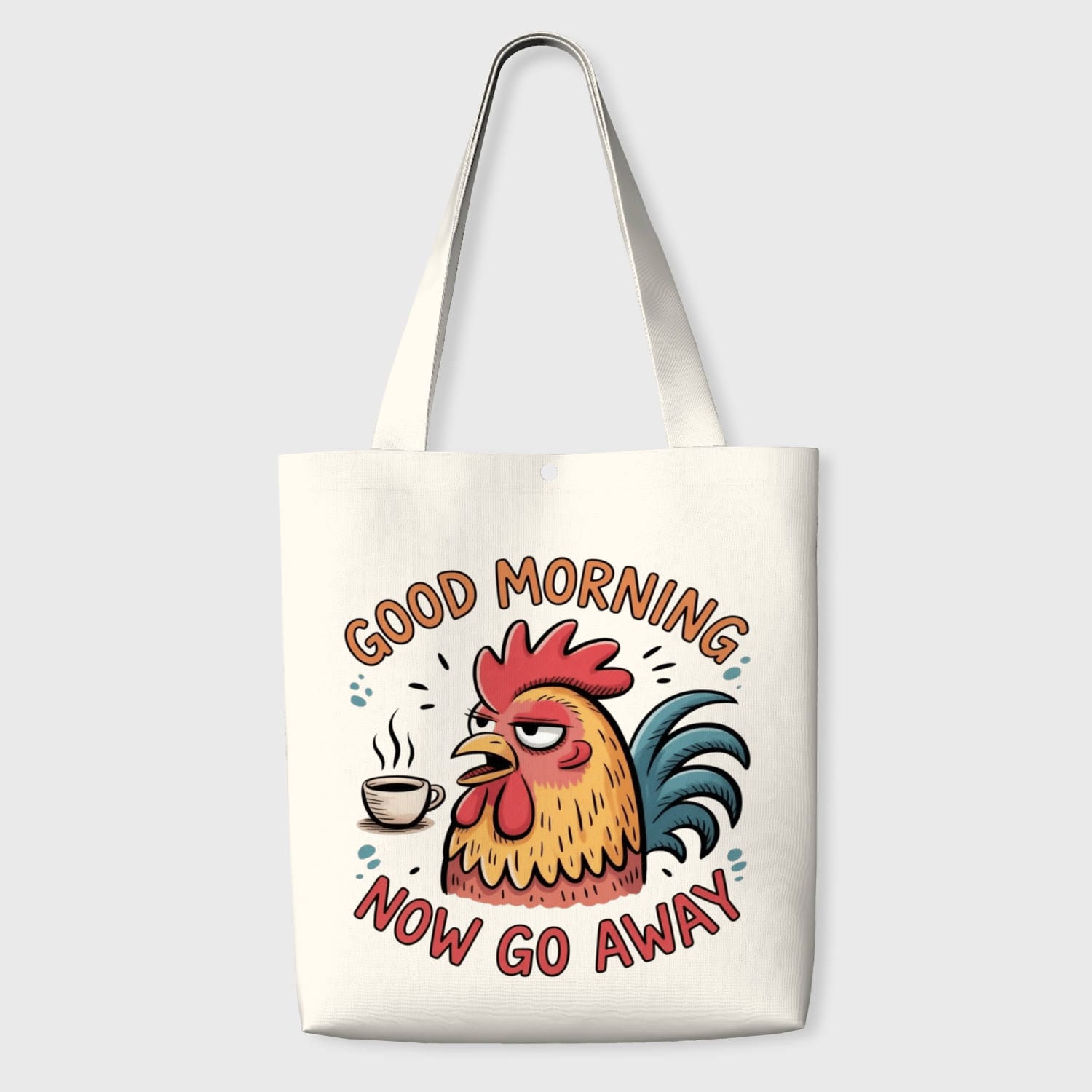 Funny Grumpy Rooster Tote Bag for Coffee Lovers Daily Use