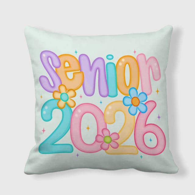 Pastel Floral Senior 2026 Throw Pillow for Graduation Gifts