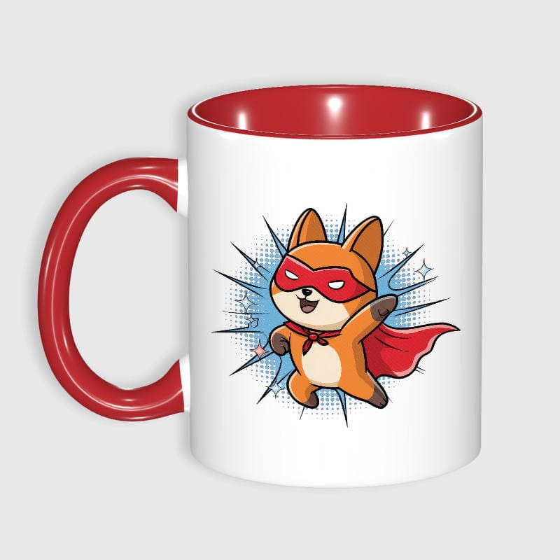 Cute Superhero Fox Ceramic Mug for Pet Lovers Daily Use