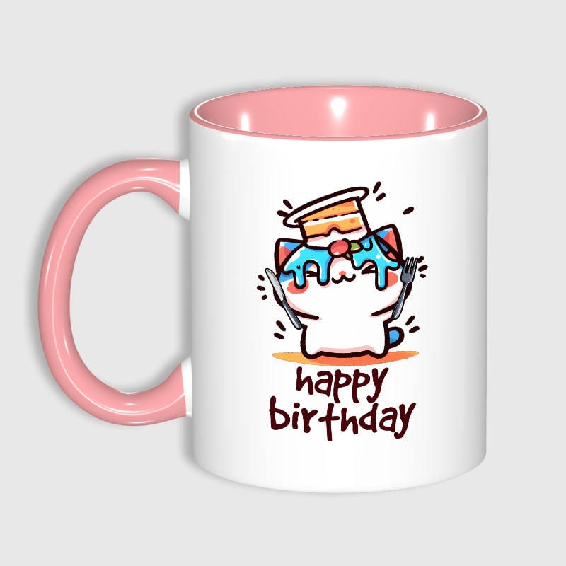 Cute Birthday Cat 11oz Ceramic Mug for Cat Lovers Birthday Gift