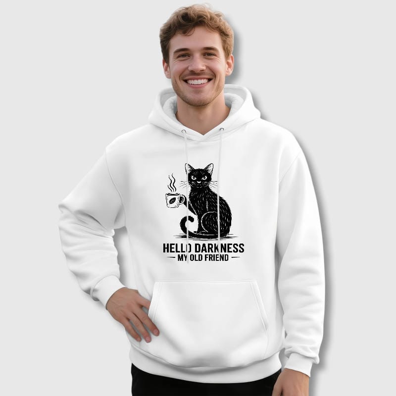 Funny Black Cat Coffee Quote Hoodie for Cat Lovers Daily Wear