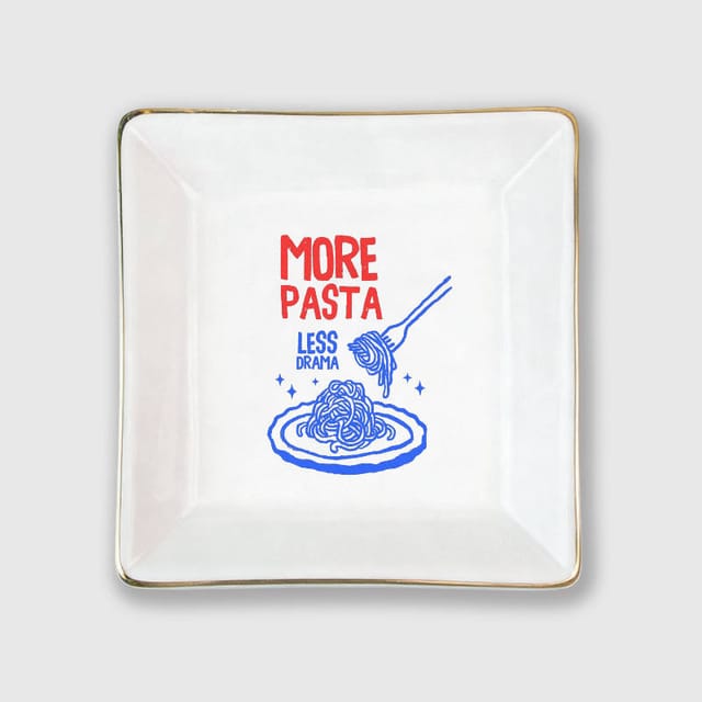 Funny Pasta Quote Ceramic Trinket Tray for Foodie Gift Daily Use