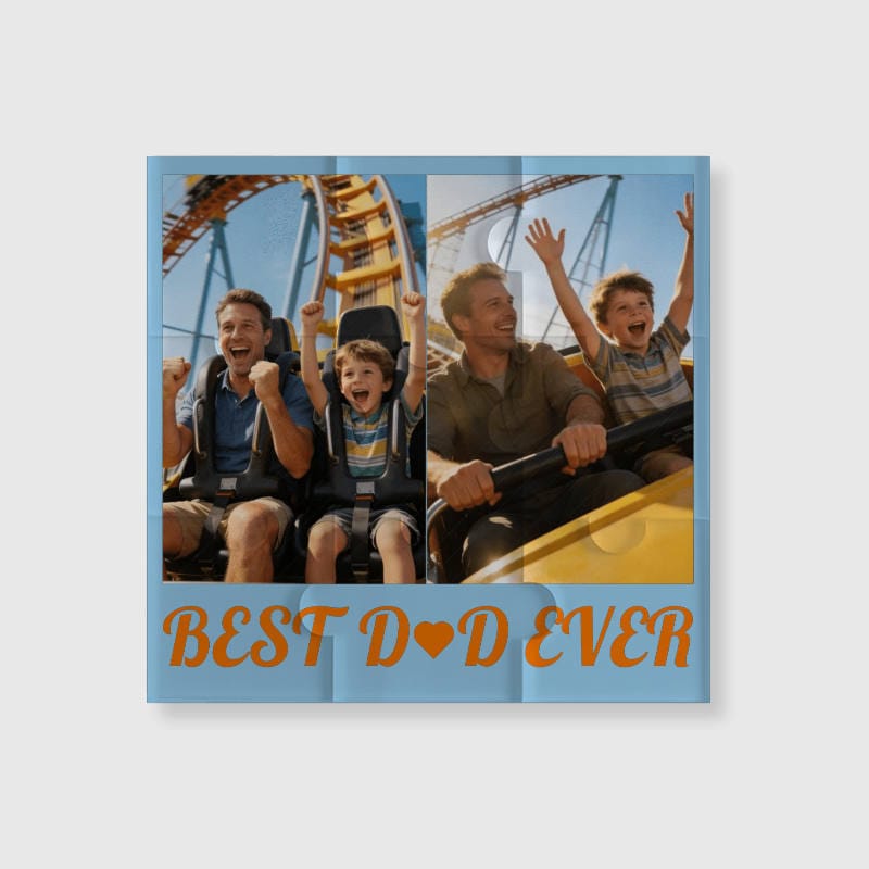 Best Dad Ever Custom Photo Puzzle Fridge Magnet Father's Day Gift