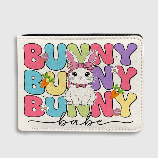 Cute Bunny Babe Leather Wallet for Women, Easter Holiday Birthday Gift for Rabbit Lovers