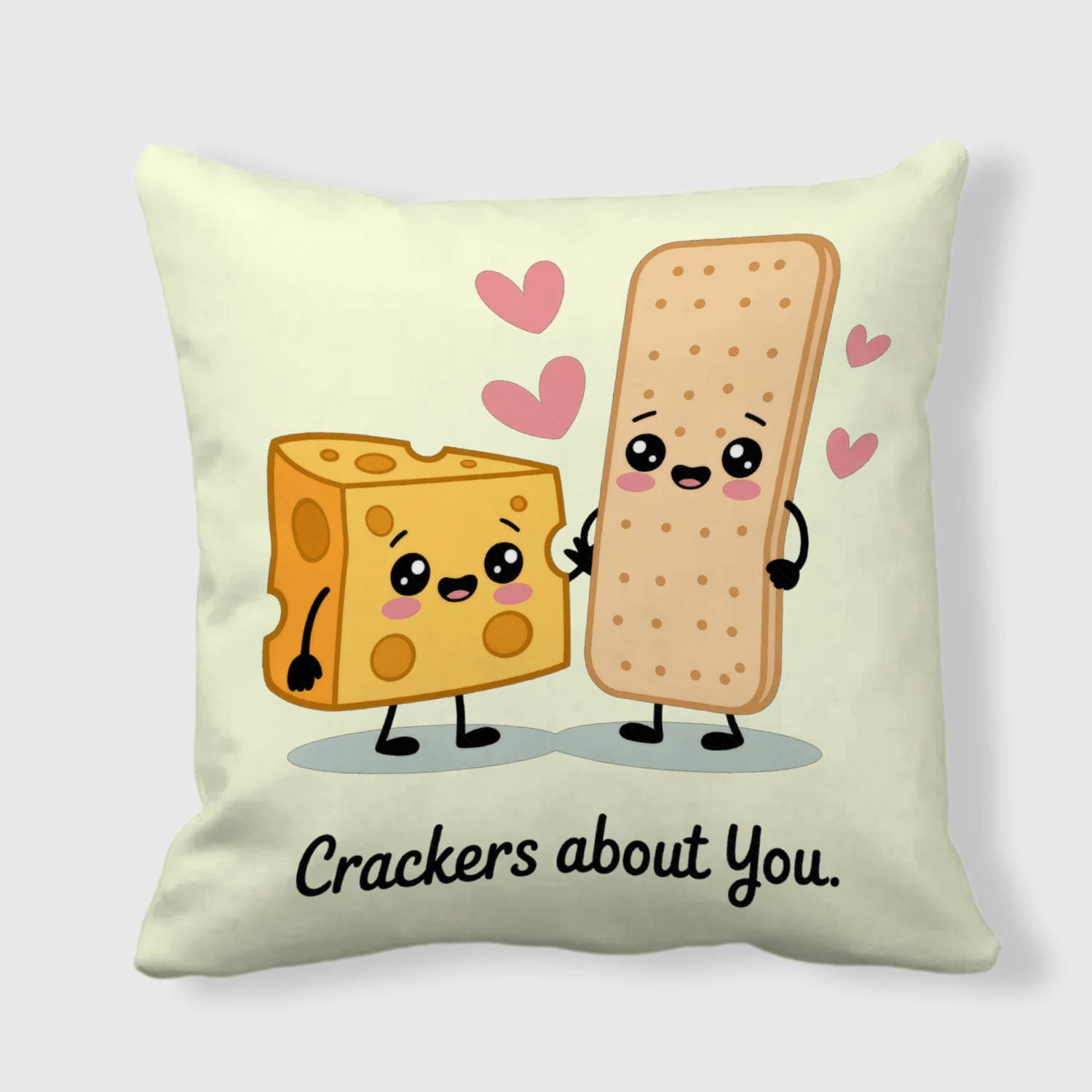 Funny Cheese Cracker Pun Throw Pillow for Couples Valentine Gift