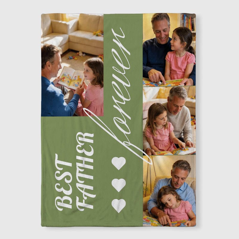 Custom Photo Fleece Blanket for Dad Father's Day