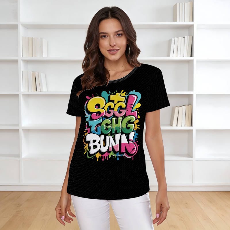 Vibrant Graffiti Women's T-Shirt for Casual Daily Wear