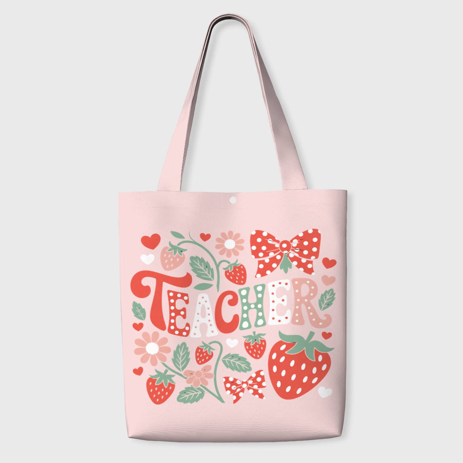 Strawberry Bow Teacher Tote Bag for Teacher Appreciation
