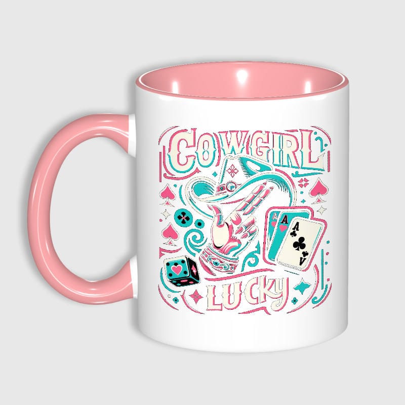 Cowgirl Lucky Pink Coffee Mug Western Lovers Gift