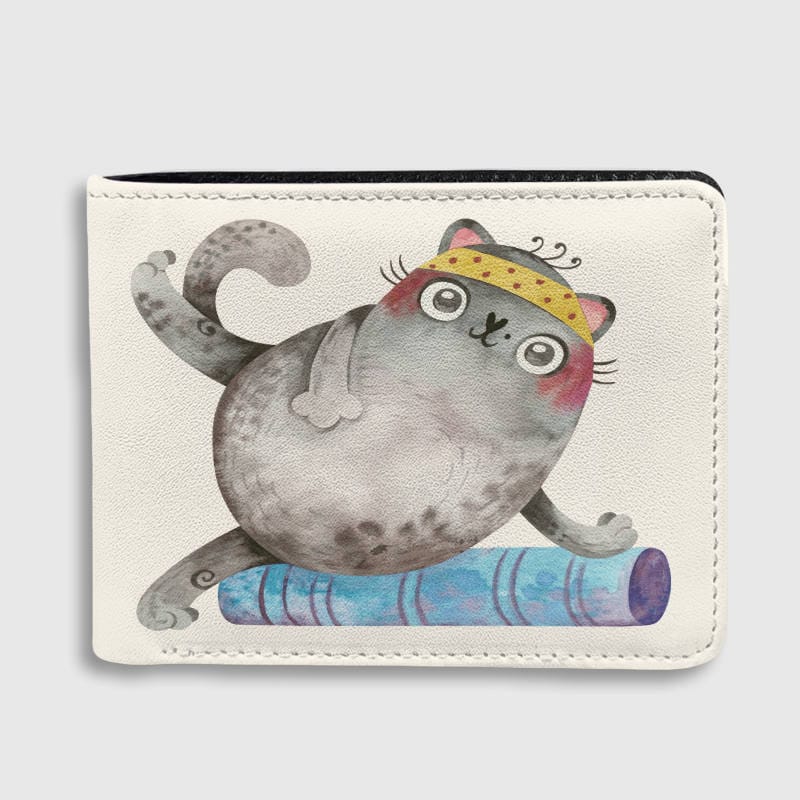 Cute Yoga Cat Bifold Wallet for Cat Lovers, Fun Gift for Birthdays, Holidays & Daily Use