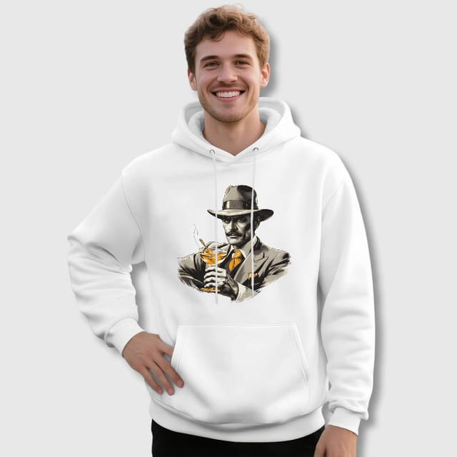 Vintage Gangster Graphic Pullover Hoodie for Men Casual Wear