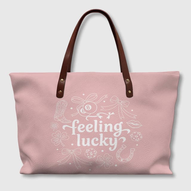 Feeling Lucky Graphic Tote Bag for Women Daily Use