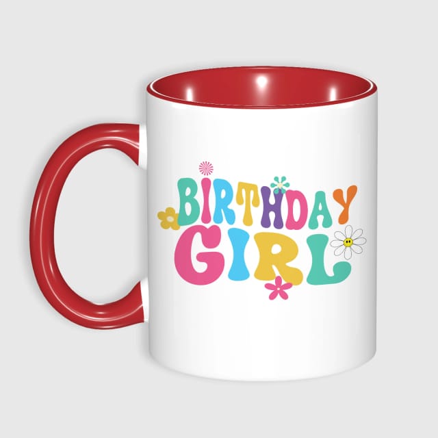 Retro Floral Birthday Girl Ceramic Mug for Her Birthday Gift
