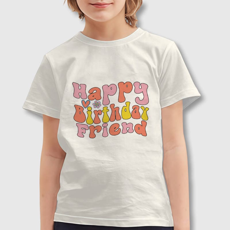 Groovy Happy Birthday Friend Kids Tee for Birthday Gift