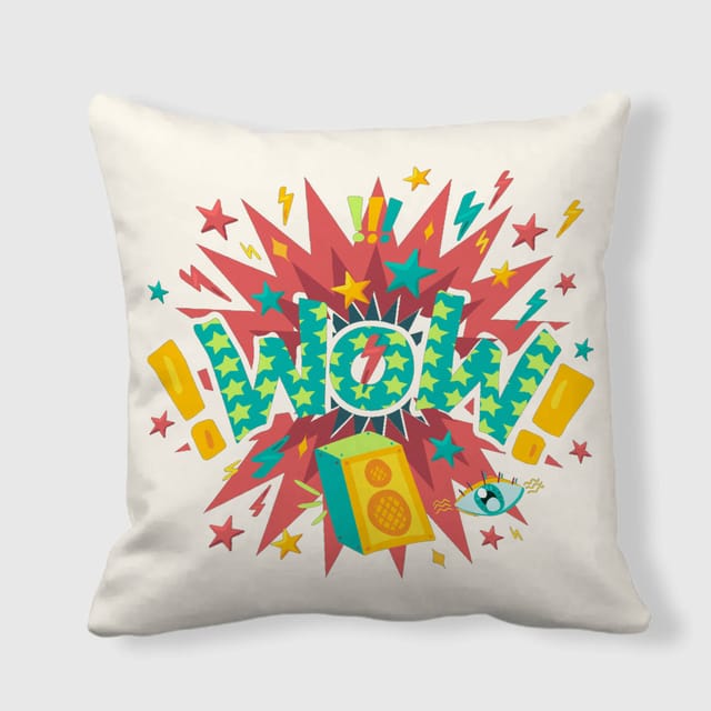 Retro Pop Art Wow Throw Pillow for Teen Birthday Gift