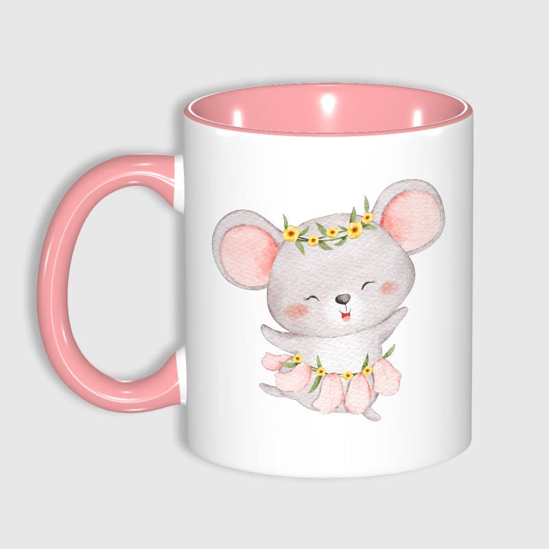 Cute Floral Mouse 11oz Mug for Animal Lovers Birthday Gift