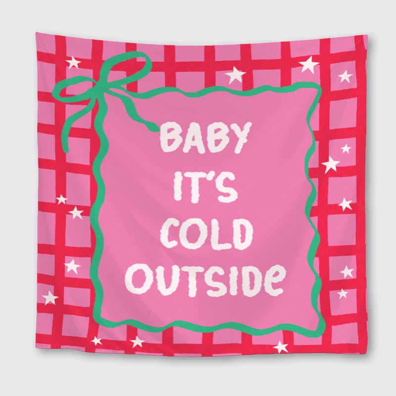 Baby It's Cold Outside Plaid Towel for Winter Christmas Gift