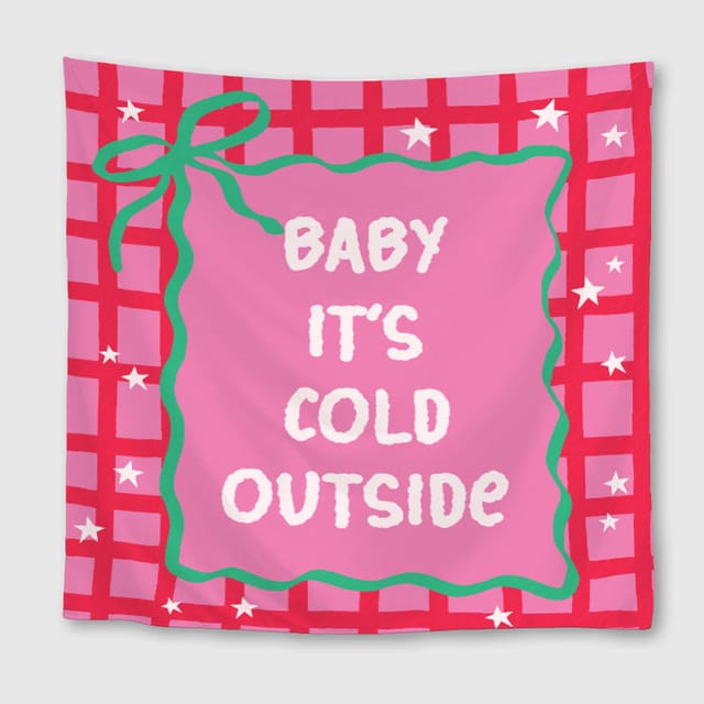 Baby It's Cold Outside Plaid Towel for Winter Christmas Gift