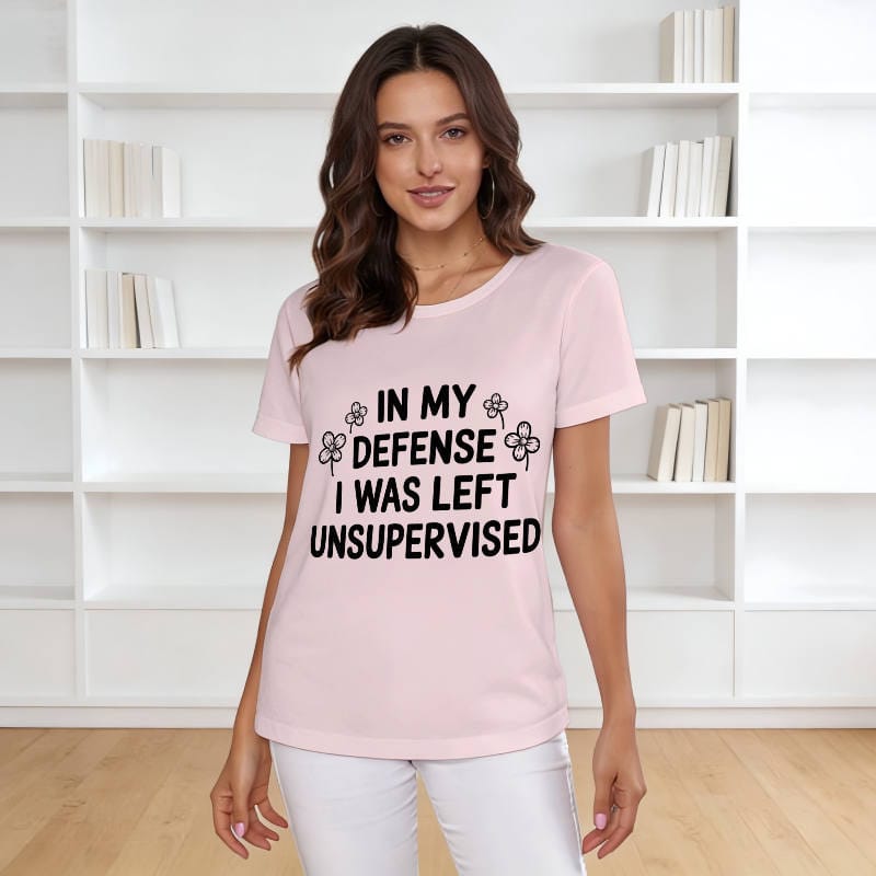 Funny Quote Floral Short Sleeve Tee for Women Casual Gift