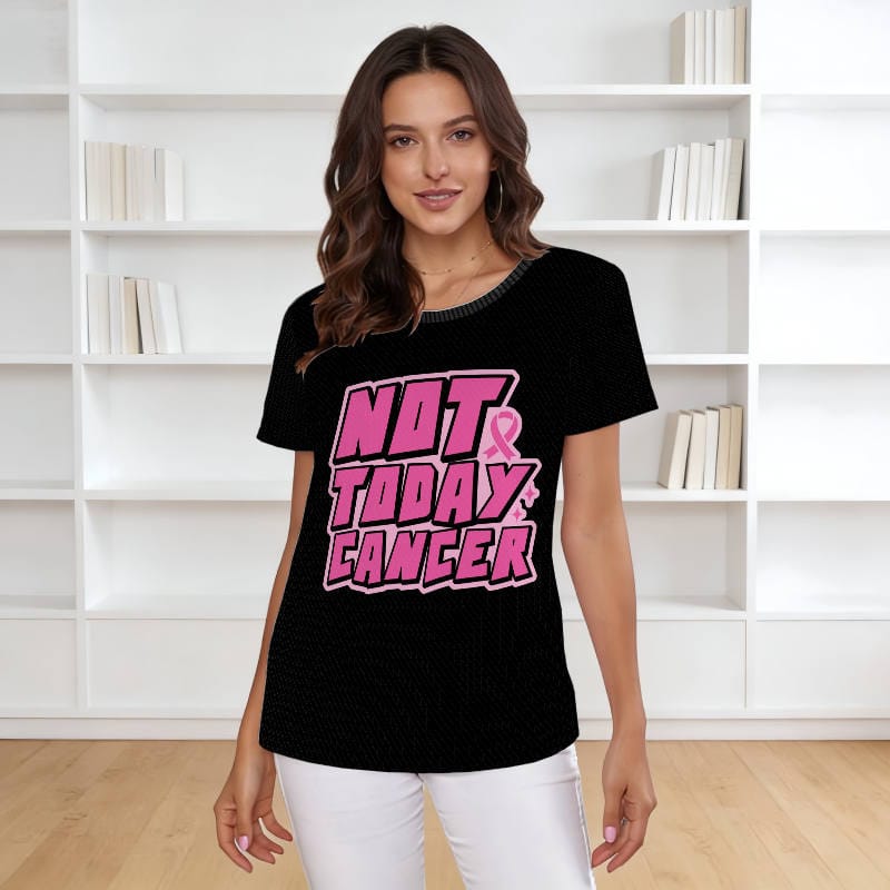 Not Today Cancer Pink Ribbon T-Shirt for Breast Cancer Awareness