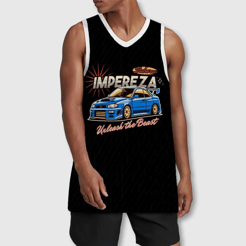 Subaru Impreza Rally Basketball Tank for Car Enthusiasts Daily Wear