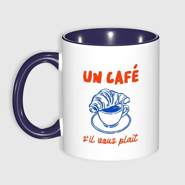 French Café Croissant Mug for Francophile Daily Use Gift