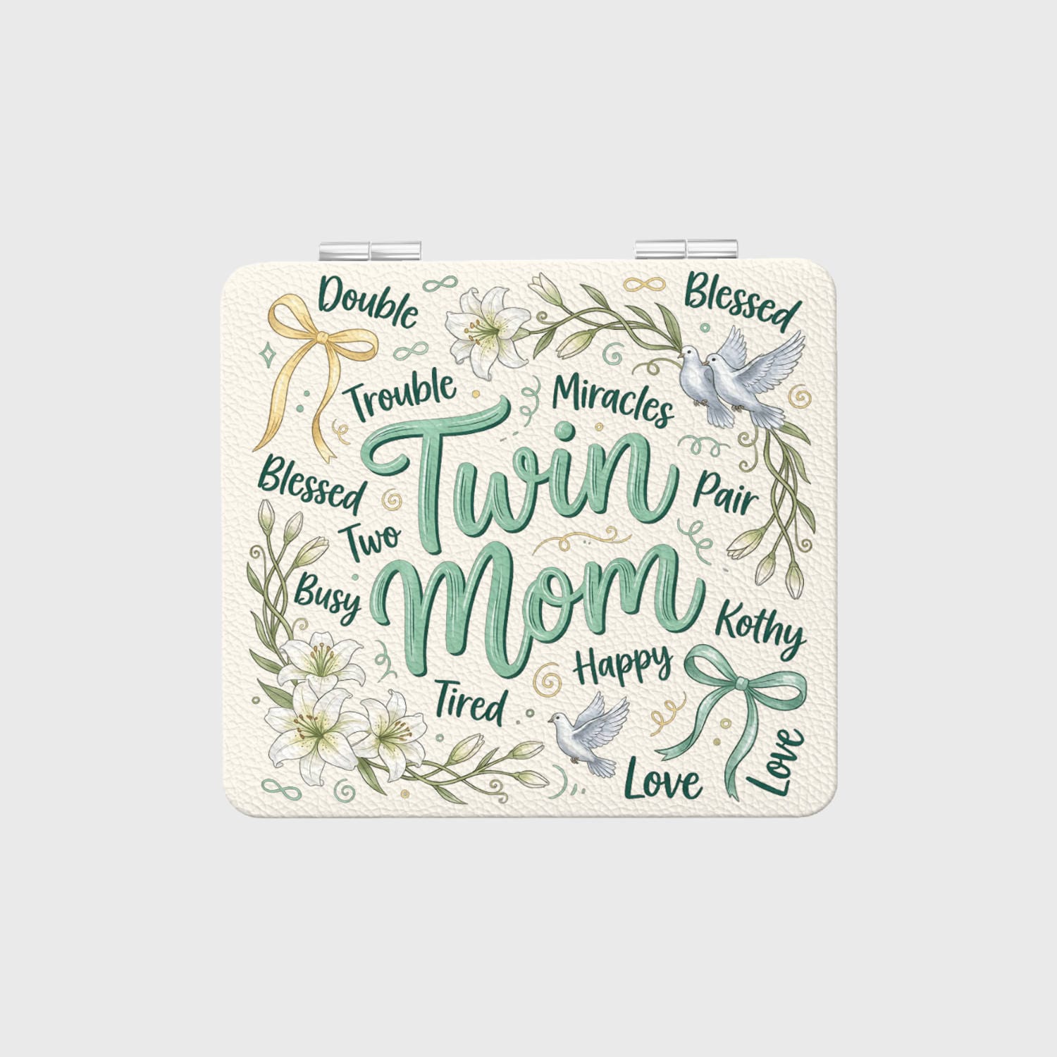Twin Mom Floral Pocket Mirror for Twin Mom Mother's Day Gift