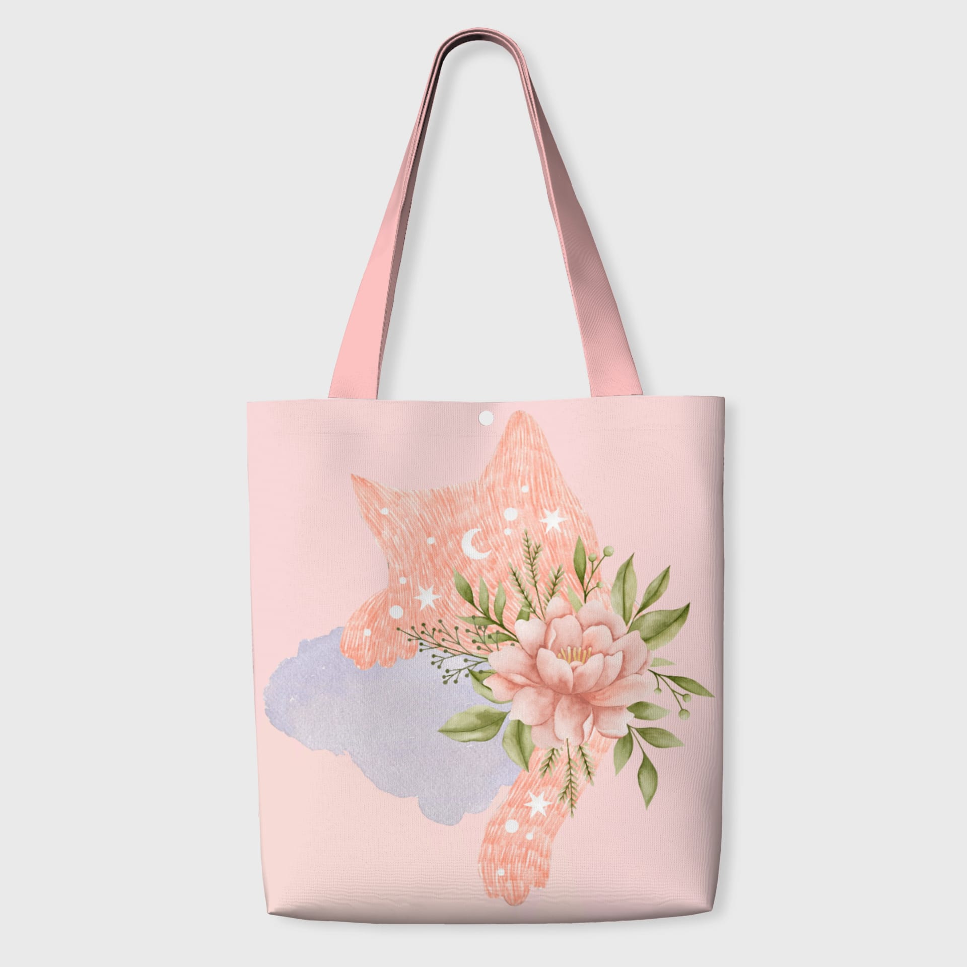 Celestial Floral Cat Tote Bag for Pet Lovers Daily Use