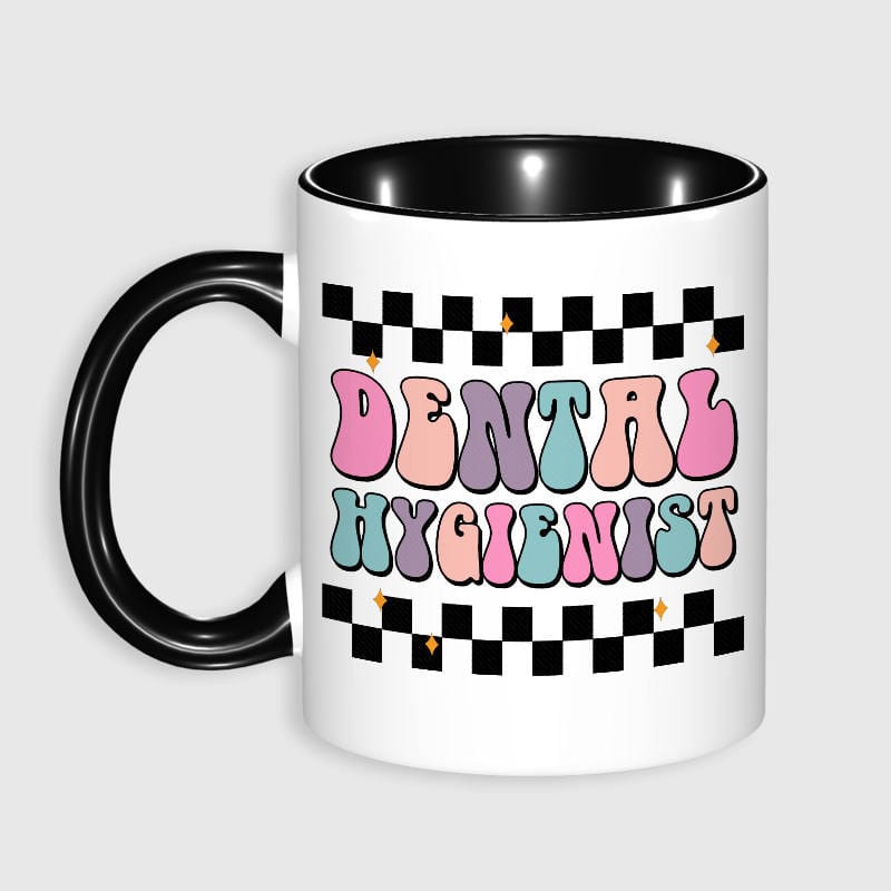 Retro Checkered Dental Hygienist Mug for Grad Gift