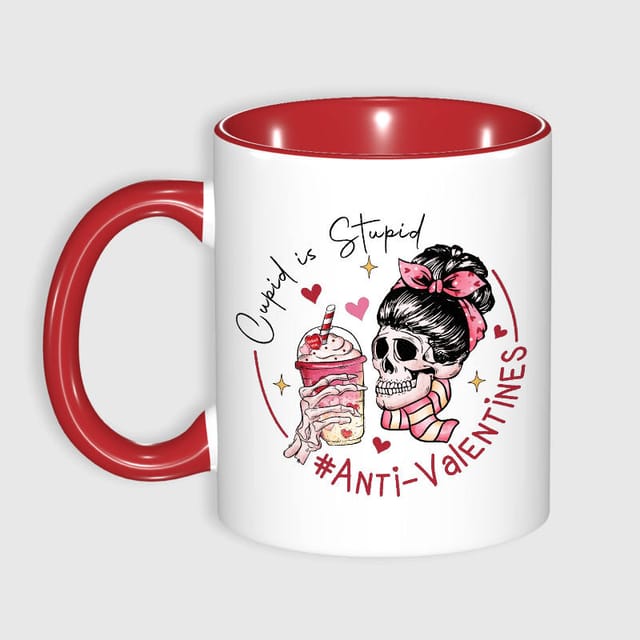 Funny Anti-Valentine Skull Mug for Singles Valentine Gift