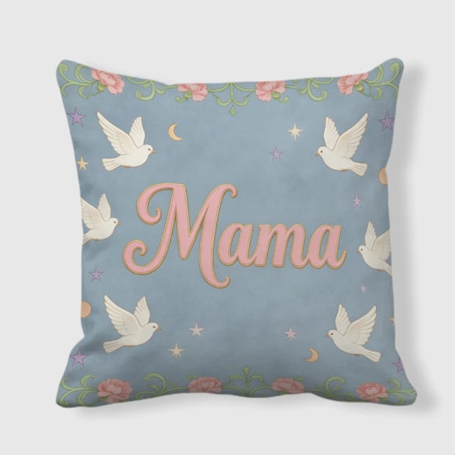 Vintage Mama Dove Floral Throw Pillow for Mom Mother's Day Gift