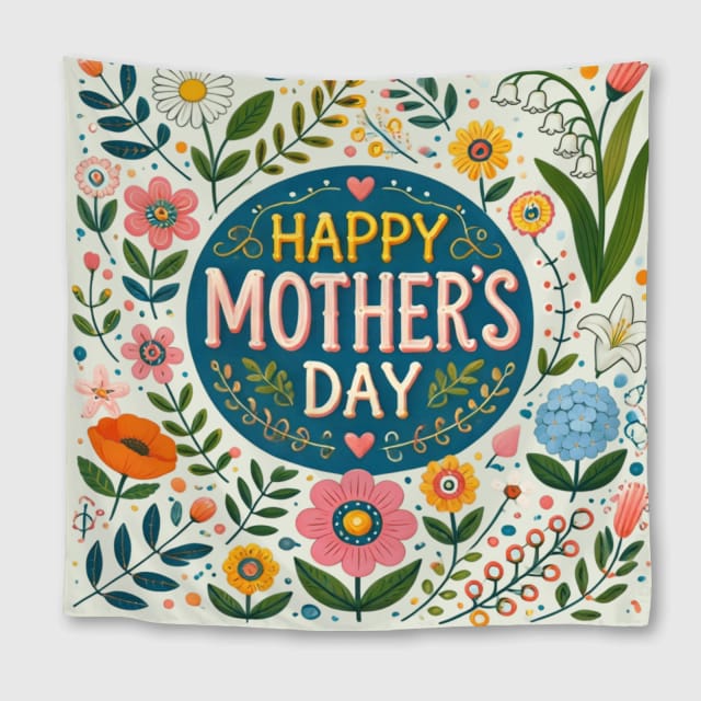 Floral Happy Mother's Day Square Towel for Mom Gift