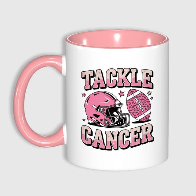 Tackle Cancer Football Ceramic Mug for Breast Cancer Awareness Gifts