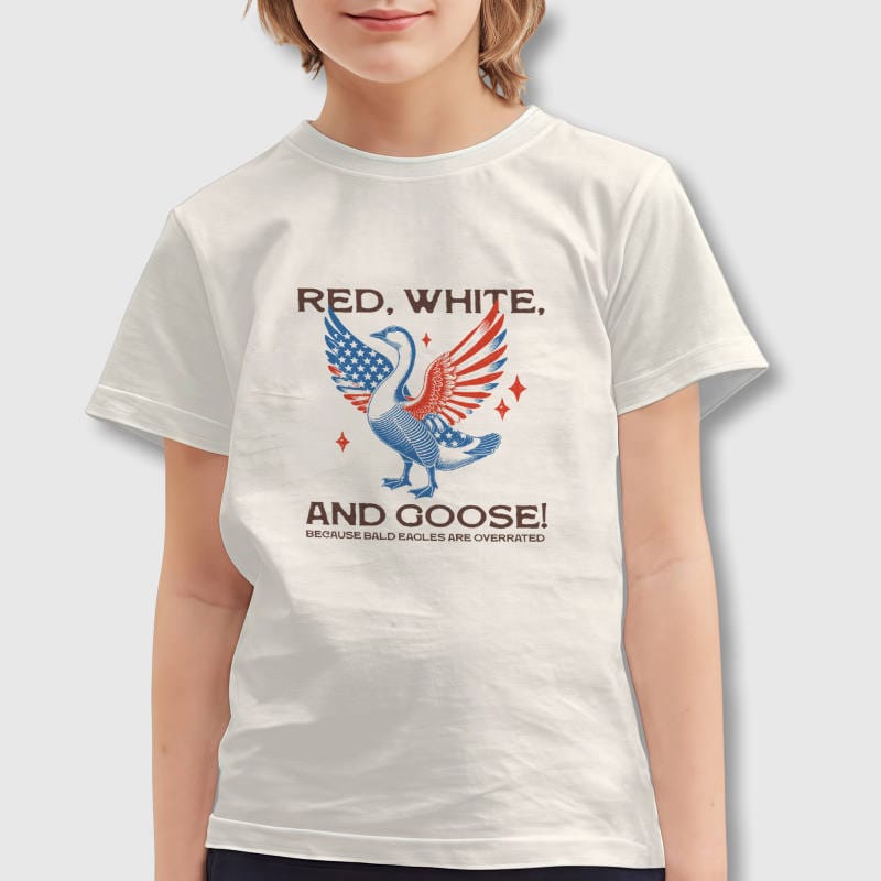 Funny Patriotic Goose Kids T-Shirt for 4th of July Events