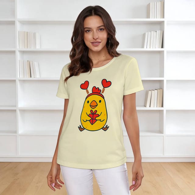 Cute Heart Chick T-Shirt for Women Valentine's Day Casual Wear