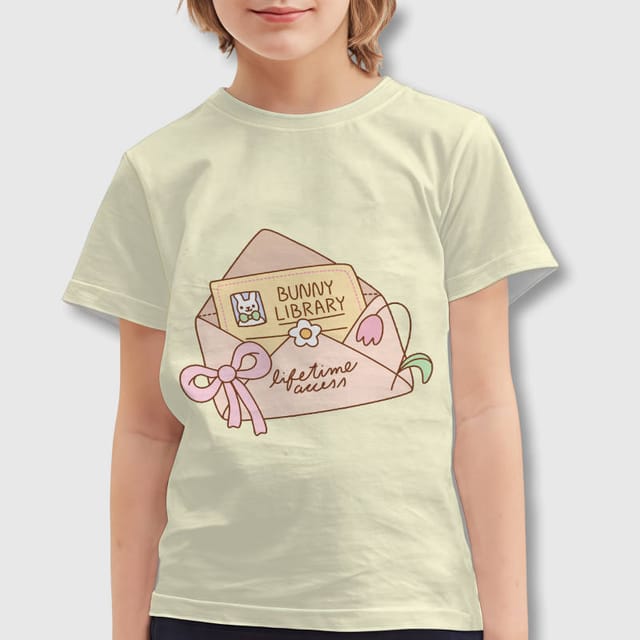 Cute Bunny Library Envelope Kids T-Shirt for Easter Wear