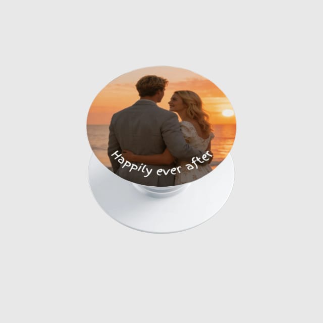 Custom Sunset Couple Photo Phone Grip for Anniversary Gifts