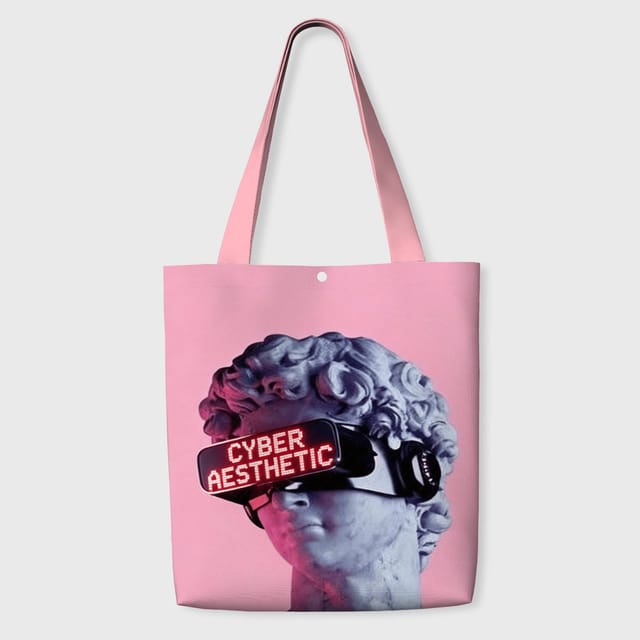 Cyber Aesthetic David Statue Tote Bag for Daily Gifting