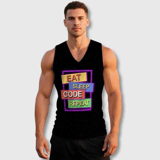 Eat Sleep Code Repeat Tank Top for Programmers Gym