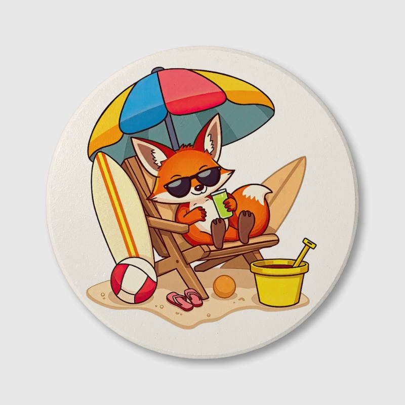 Summer Fox Ceramic Coaster for Pet Lovers Gift